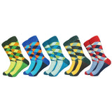 Classic Hot Sale Men Socks Casual Gentleman High Quality Color Puzzle happy Socks Business Party Dress Cotton Socks for Men