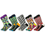 Classic Hot Sale Men Socks Casual Gentleman High Quality Color Puzzle happy Socks Business Party Dress Cotton Socks for Men