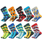 Classic Hot Sale Men Socks Casual Gentleman High Quality Color Puzzle happy Socks Business Party Dress Cotton Socks for Men