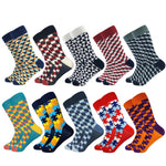 Classic Hot Sale Men Socks Casual Gentleman High Quality Color Puzzle happy Socks Business Party Dress Cotton Socks for Men