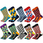 Classic Hot Sale Men Socks Casual Gentleman High Quality Color Puzzle happy Socks Business Party Dress Cotton Socks for Men