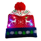 ON SALE! 2022 New Year LED Knitted Christmas Hat Beanie Light Up Illuminate Warm Hat For Kids Adults New Year Christmas Decor