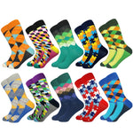 Classic Hot Sale Men Socks Casual Gentleman High Quality Color Puzzle happy Socks Business Party Dress Cotton Socks for Men