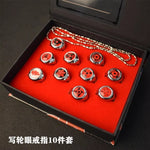 10pcs/set Cartoon Akatsuki Shippuuden Jewerly Cosplay Costume Rings Itachi Fashion Table Akatsuki Membermetal Ring Accessory Set