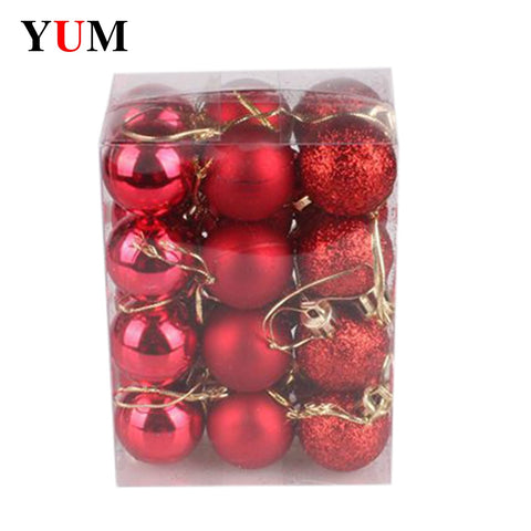 24pcs Christmas Tree Decorations Balls Xmas Ornament Ball Glitter Hanging Ball Home Party Pendant Decor Prop Gifts Supplies