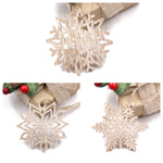 4PCS Star Printed Wooden Pendants Ornaments Xmas Tree Ornament DIY Wood Crafts Kids Gift for Home Christmas Party Decorations